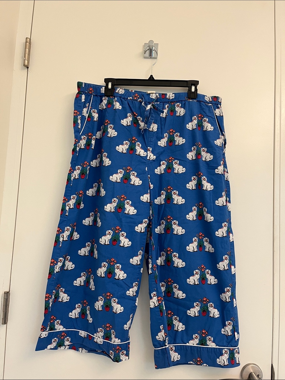 Printfresh matching spaniels on queen blue cropped pj pants